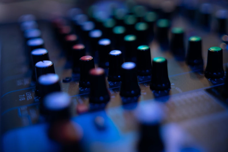 stock photo of knobs and dials on audio equipment